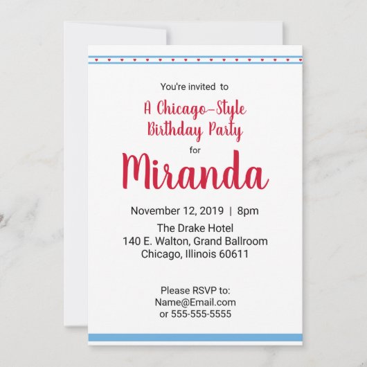 シカゴの愛 招待状 (正面)