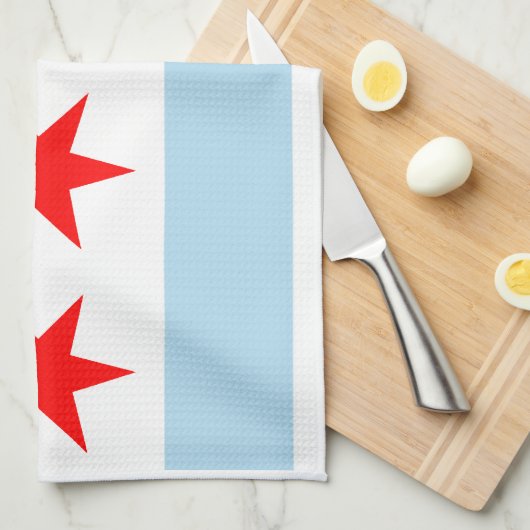 シカゴの旗のアメリカ人のMoJoの台所タオル キッチンタオル (四つ折り)