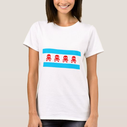 シカゴの旗のスカルの衣類 Tシャツ (正面)