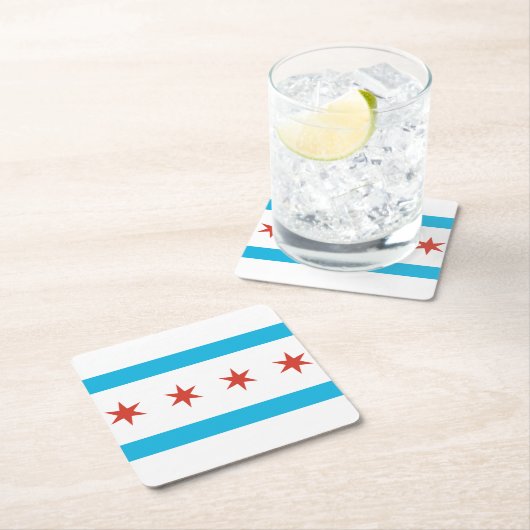 シカゴの旗 スクエアペーパーコースター (インサイチュ)