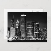 シカゴの有名な街並みの夜景 ポストカード (正面/裏面)