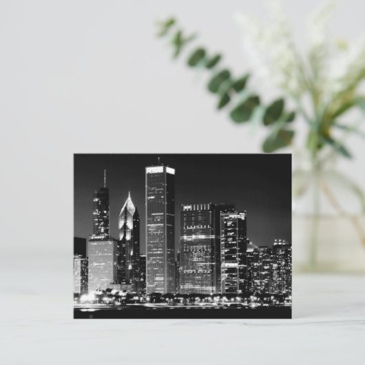 シカゴの有名な街並みの夜景 ポストカード (スタンド正面)