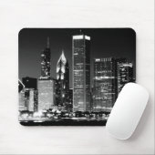 シカゴの有名な都市景観の夜眺め マウスパッド (マウス)