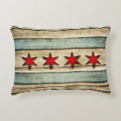 シカゴの木製の一見のヴィンテージの旗 アクセントクッション (正面)