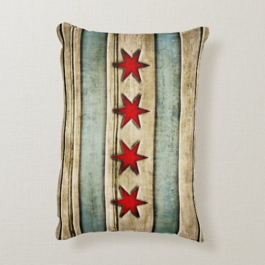 シカゴの木製の一見のヴィンテージの旗 アクセントクッション (裏面(縦))