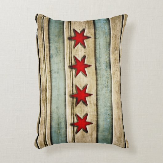 シカゴの木製の一見のヴィンテージの旗 アクセントクッション (正面(垂直))