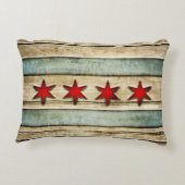 シカゴの木製の一見のヴィンテージの旗 アクセントクッション (裏面)