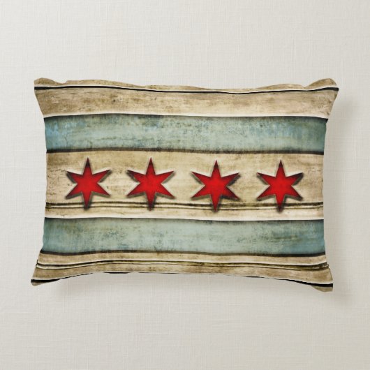 シカゴの木製の一見のヴィンテージの旗 アクセントクッション (裏面)