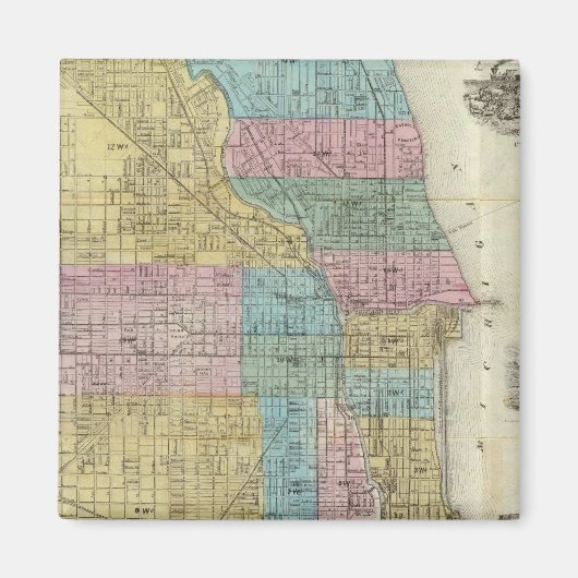 シカゴの案内地図 マグネット (正面)
