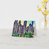 シカゴの水彩画 カード (黄色い花)