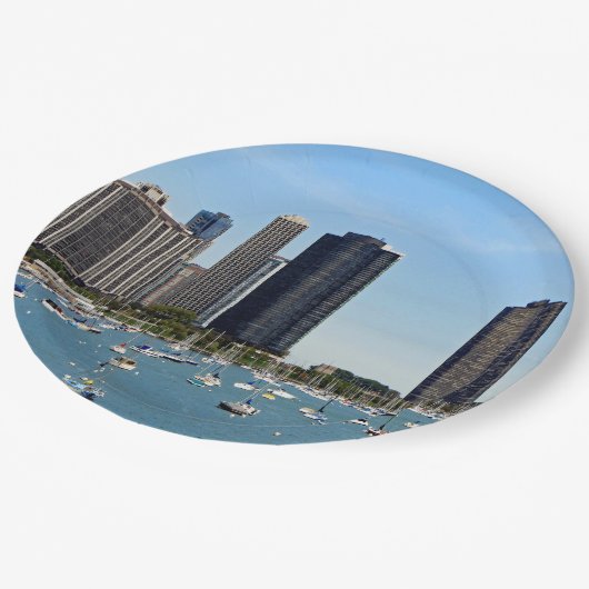 シカゴの水辺のスカイライン写真 ペーパープレート (アングル)