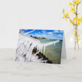 シカゴの氷ったスカイラインの挨拶状 カード (黄色い花)