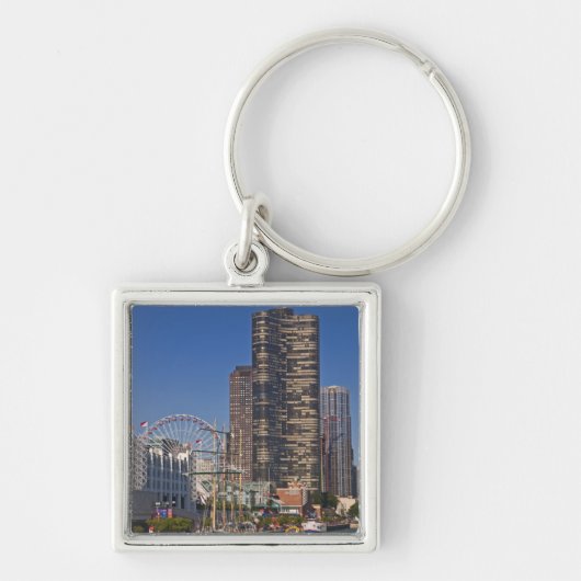 シカゴの海軍埠頭の景色 キーホルダー (正面)