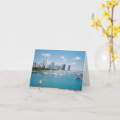 シカゴの湖畔のスカイラインカード カード (黄色い花)