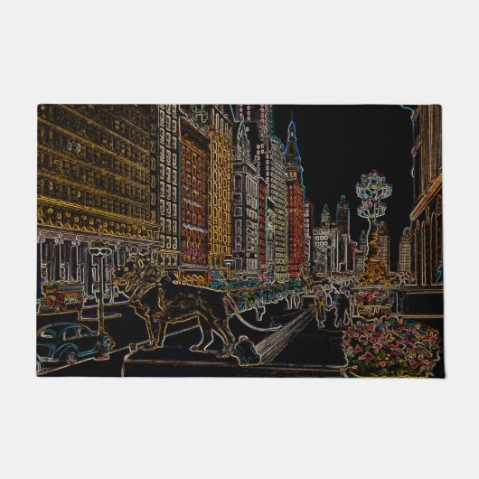 シカゴの芸術の協会のライオンのミシガン州AVEのネオン1930年 ドアマット (正面)