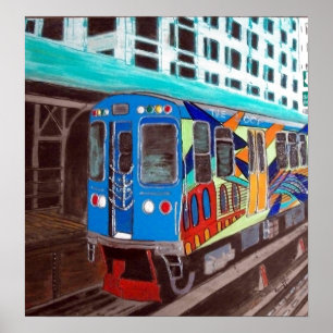 シカゴの落書きElの列車 ポスター