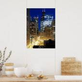 シカゴの街並みの夜景 ポスター (キッチン)