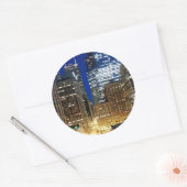 シカゴの街並みの夜景 ラウンドシール (封筒)