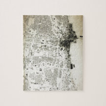 シカゴの通りおよび建物のヴィンテージの地図