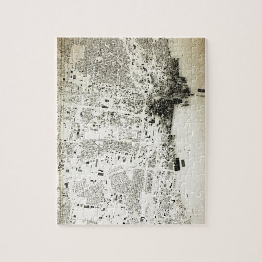 シカゴの通りおよび建物のヴィンテージの地図 ジグソーパズル (縦)