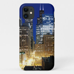 シカゴの都市景観の夜景 iPhone 11 ケース