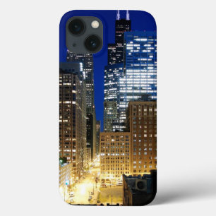 シカゴの都市景観の夜眺め iPhone 13ケース