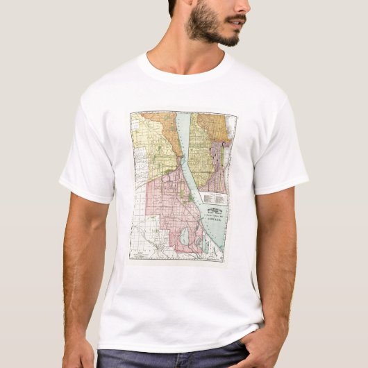 シカゴの鉄道の末端の地図 Tシャツ (正面)