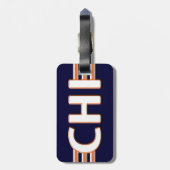 シカゴの青およびオレンジ荷物のラベル ラゲッジタグ (裏面縦)