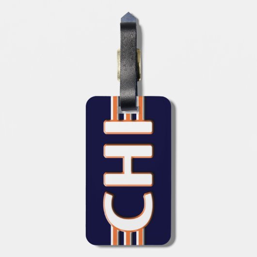 シカゴの青およびオレンジ荷物のラベル ラゲッジタグ (裏面縦)
