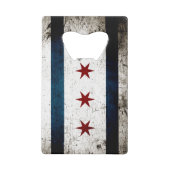 シカゴの黒くグランジな旗 クレジットカード栓抜き (裏面)