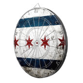 シカゴの黒くグランジな旗 ダーツボード (正面右)