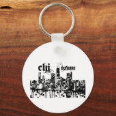 シカゴの「チタウン」があなたの街のために置く キーホルダー (正面)