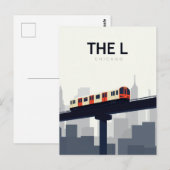 シカゴの「L」高架鉄道 ポストカード (正面/裏面)