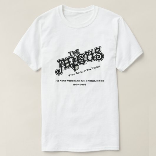 シカゴのThe Angus Restaurant, IL Tシャツ (デザイン正面)