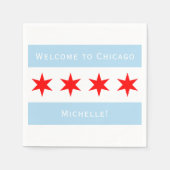 シカゴへようこそ |パーソナライズされたシカゴ国旗 スタンダードカクテルナプキン (正面)