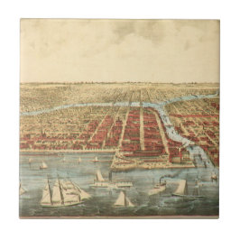 シカゴアンティークマップ、ラサール通り&リバー タイル