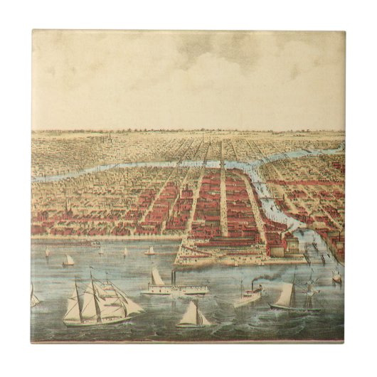 シカゴアンティークマップ、ラサール通り&リバー タイル (正面)