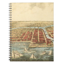 シカゴアンティークマップ、ラサール通り&リバー ノートブック