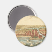 シカゴアンティークマップ、ラサール通り&リバー マグネット (正面/裏面)