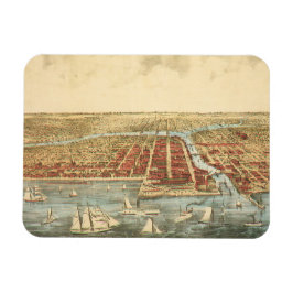 シカゴアンティークマップ、ラサール通り&リバー マグネット