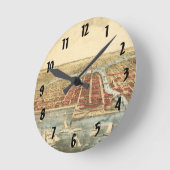 シカゴアンティークマップ、ラサール通り&リバー ラウンド壁時計 (傾斜)