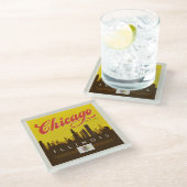 シカゴイリノイのスカイライン ガラスコースター (アングル)