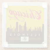 シカゴイリノイのスカイライン ガラスコースター (裏面)