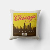シカゴイリノイのスカイライン クッション (裏面)