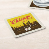 シカゴイリノイのスカイライン スクエアペーパーコースター (アングル)