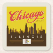 シカゴイリノイのスカイライン スクエアペーパーコースター (正面)