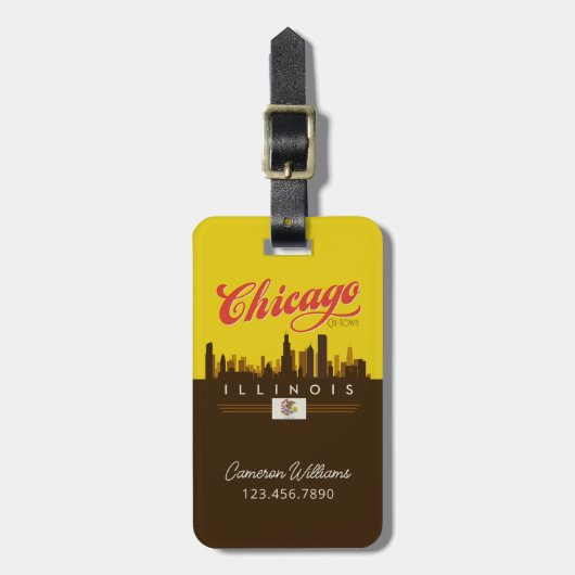 シカゴイリノイのスカイライン ラゲッジタグ (正面縦)