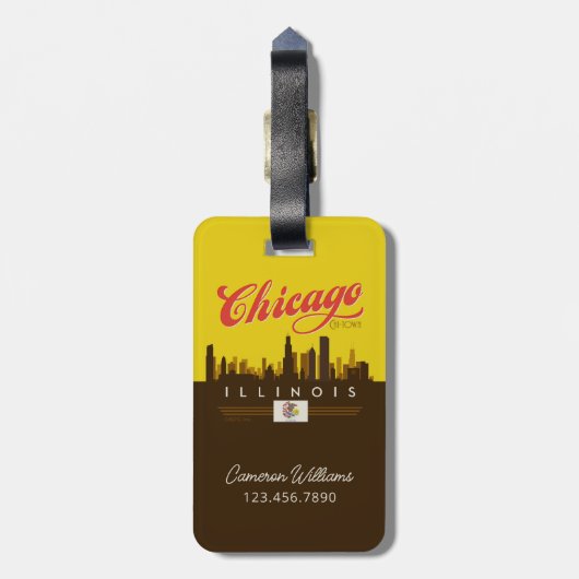シカゴイリノイのスカイライン ラゲッジタグ (裏面縦)