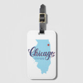 シカゴイリノイのヴィンテージの地図 ラゲッジタグ (正面縦)