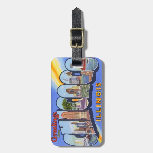 シカゴイリノイのヴィンテージの荷物のラベル ラゲッジタグ (正面縦)